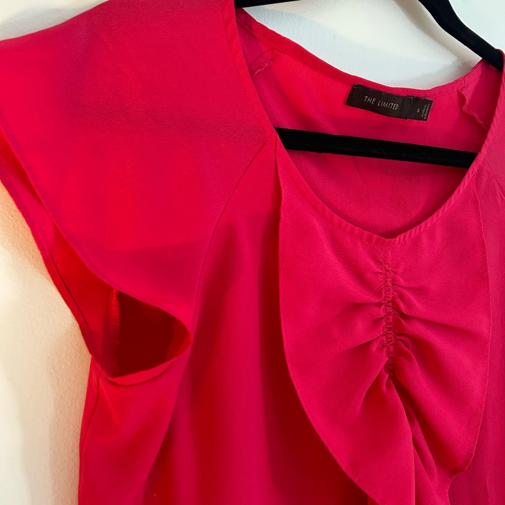 Deep Pink Ruffle Trim Blouse - Picture 2 of 6
